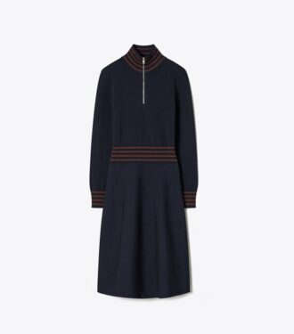 A-Line Turtleneck Zip Elbise