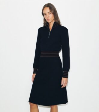 A-Line Turtleneck Zip Elbise