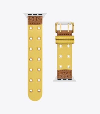 Apple Watch® için Çift Perçinli Kordon, Sarı Deri Apple Watch® için Çift Perçinli Kordon, Sarı Deri