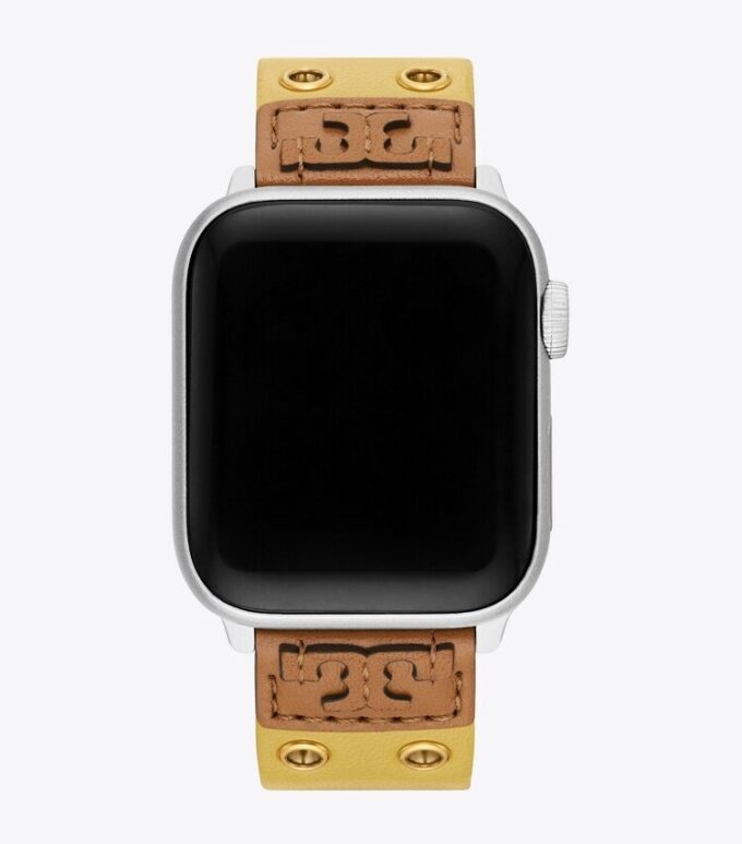 Apple Watch® için Çift Perçinli Kordon, Sarı Deri Apple Watch® için Çift Perçinli Kordon, Sarı Deri