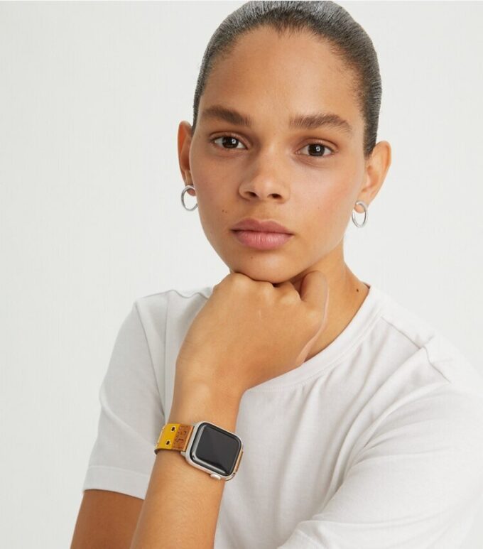 Apple Watch® için Çift Perçinli Kordon, Sarı Deri Apple Watch® için Çift Perçinli Kordon, Sarı Deri