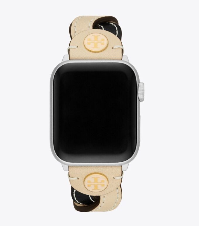 Apple Watch® için Örgü Kordon, Krem/Siyah Deri, 38 mm – 40 mm Apple Watch® için Örgü Kordon, Krem/Siyah Deri, 38 mm – 40 mm