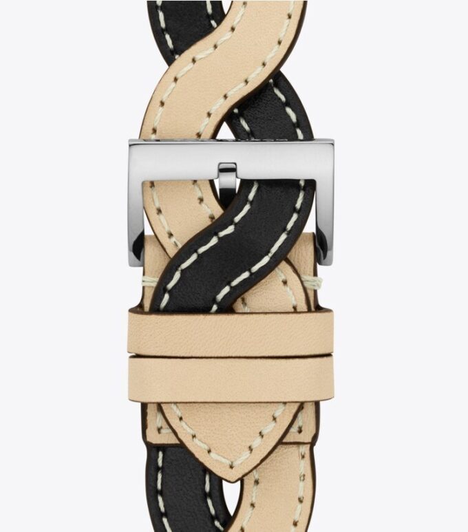 Apple Watch® için Örgü Kordon, Krem/Siyah Deri, 38 mm – 40 mm Apple Watch® için Örgü Kordon, Krem/Siyah Deri, 38 mm – 40 mm