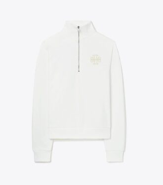 Ağır Fransız havlu kumaştan yarım fermuarlı sweatshirt