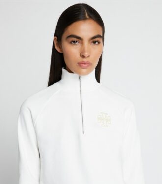 Ağır Fransız havlu kumaştan yarım fermuarlı sweatshirt