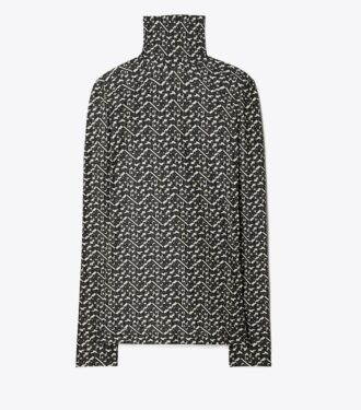 Baskılı Jersey Mockneck Gömlek Baskılı Jersey Mockneck Gömlek
