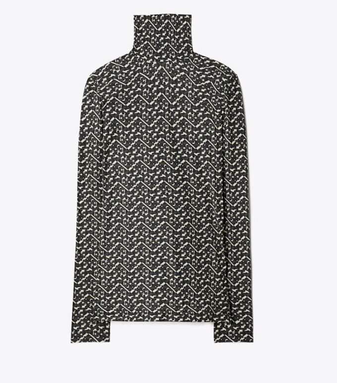 Baskılı Jersey Mockneck Gömlek Baskılı Jersey Mockneck Gömlek