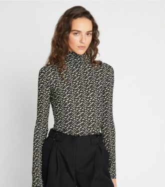 Baskılı Jersey Mockneck Gömlek Baskılı Jersey Mockneck Gömlek