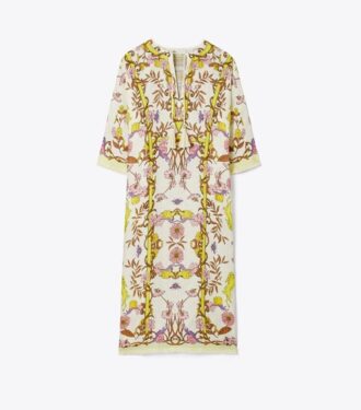 Baskılı Keten Gazlı Kaftan