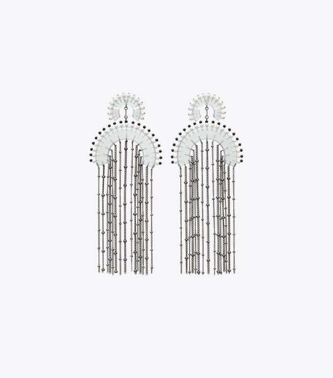 Boncuklu Fringe Küpeler Boncuklu Fringe Küpeler