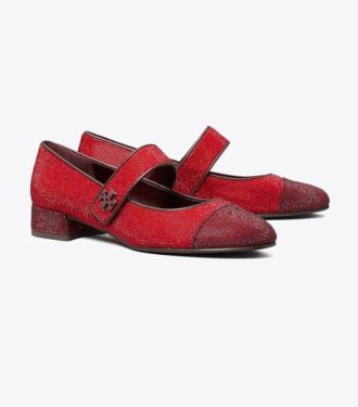 Cap-Toe Mary Jane Pavé Topuklu Bale Ayakkabısı