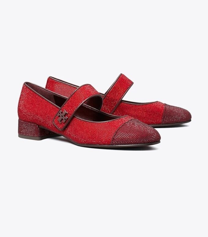Cap-Toe Mary Jane Pavé Topuklu Bale Ayakkabısı Cap-Toe Mary Jane Pavé Topuklu Bale Ayakkabısı