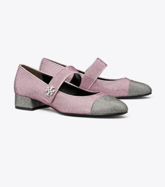 Cap-Toe Mary Jane Pavé Topuklu Bale Ayakkabısı