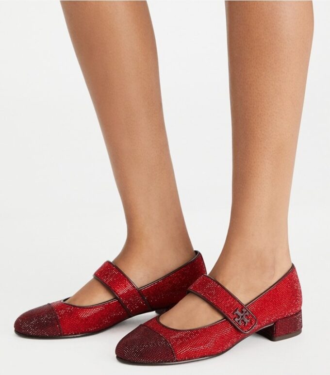 Cap-Toe Mary Jane Pavé Topuklu Bale Ayakkabısı Cap-Toe Mary Jane Pavé Topuklu Bale Ayakkabısı