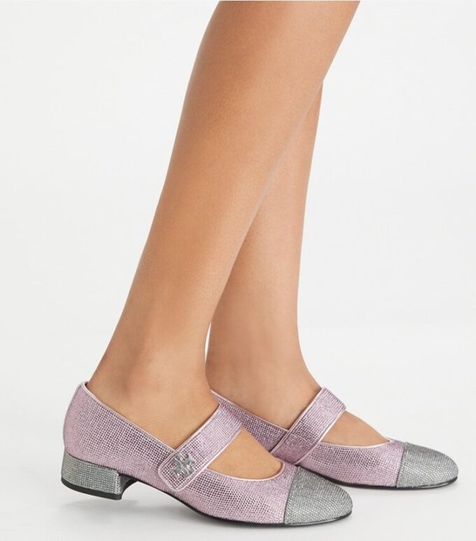 Cap-Toe Mary Jane Pavé Topuklu Bale Ayakkabısı Cap-Toe Mary Jane Pavé Topuklu Bale Ayakkabısı