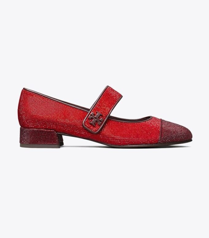 Cap-Toe Mary Jane Pavé Topuklu Bale Ayakkabısı Cap-Toe Mary Jane Pavé Topuklu Bale Ayakkabısı