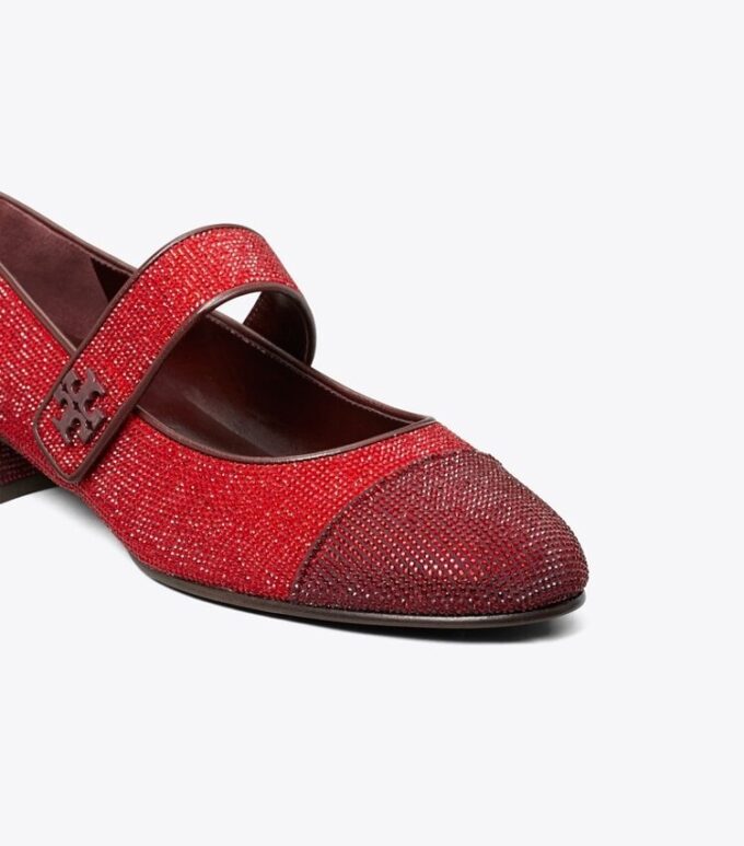 Cap-Toe Mary Jane Pavé Topuklu Bale Ayakkabısı Cap-Toe Mary Jane Pavé Topuklu Bale Ayakkabısı
