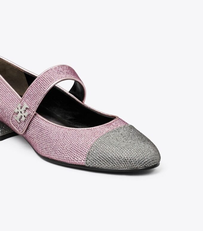Cap-Toe Mary Jane Pavé Topuklu Bale Ayakkabısı Cap-Toe Mary Jane Pavé Topuklu Bale Ayakkabısı