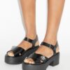 Döner Kilitli Platform Topuklu Sandal