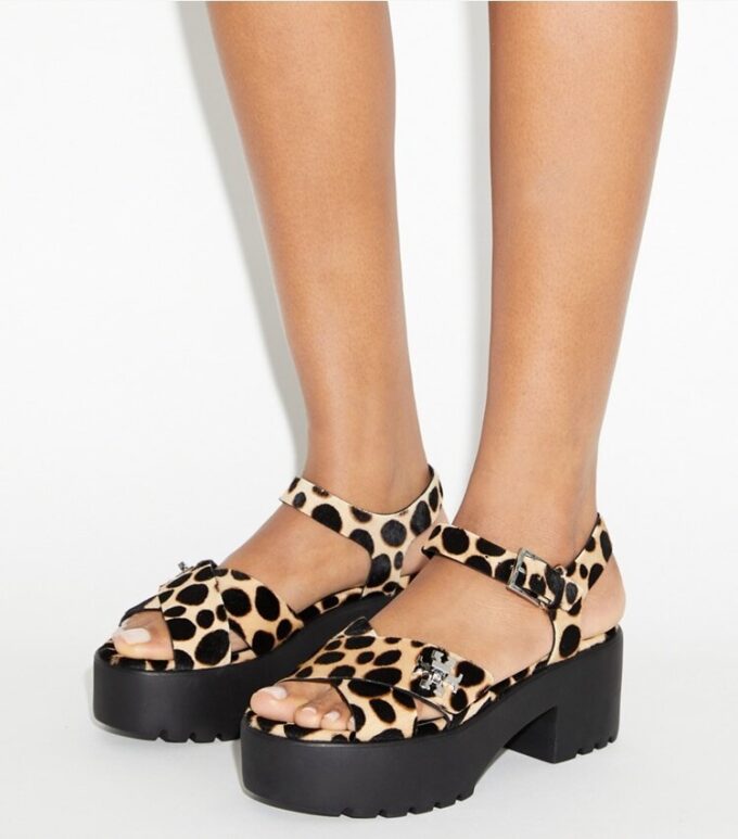 Döner Kilitli Platform Topuklu Sandal