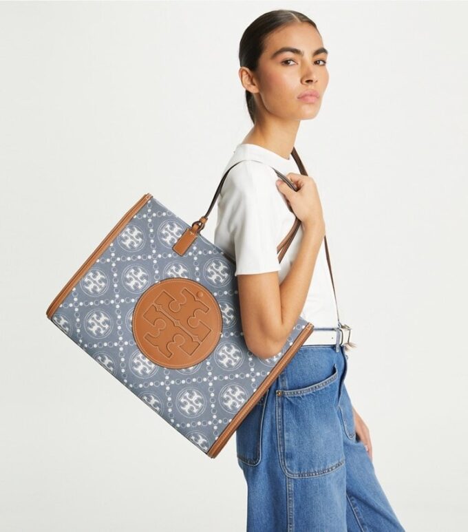 Ella T T Monogram Denim Tote Ella T T Monogram Denim Tote