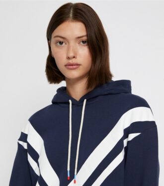 Fransız Havlu Kumaş Chevron Kapüşonlu Sweatshirt