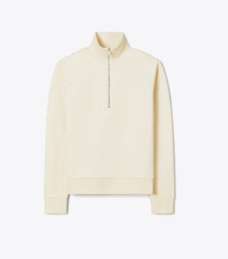 Fransız Havlu Kumaş Logolu Yarım Fermuarlı Sweatshirt