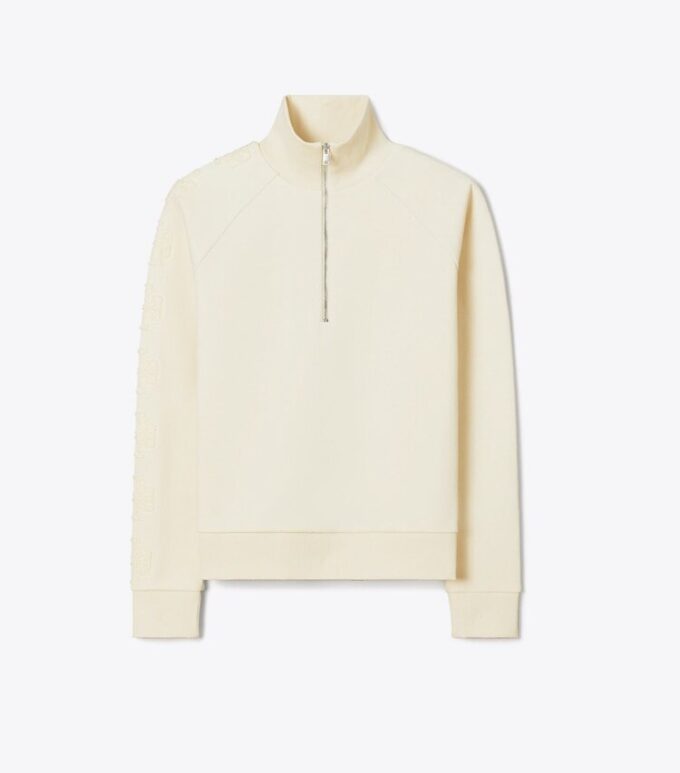 Fransız Havlu Kumaş Logolu Yarım Fermuarlı Sweatshirt Fransız Havlu Kumaş Logolu Yarım Fermuarlı Sweatshirt