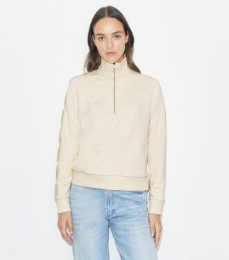 Fransız Havlu Kumaş Logolu Yarım Fermuarlı Sweatshirt