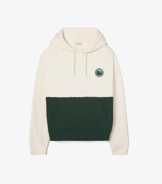 Fransız Havlu Kumaş Renk Bloklu Yürüyüş Kapüşonlu Sweatshirt