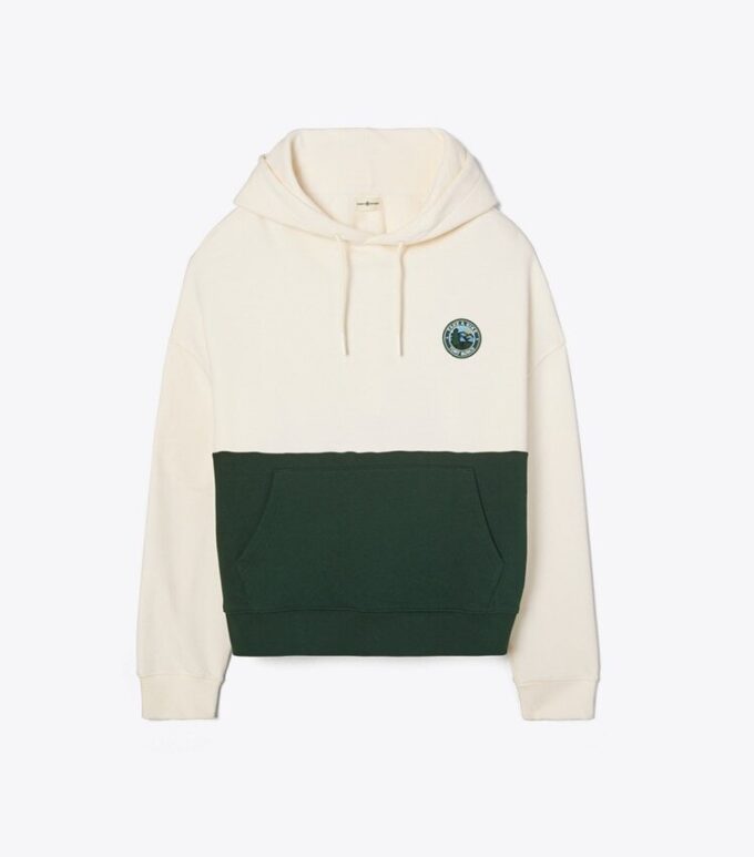 Fransız Havlu Kumaş Renk Bloklu Yürüyüş Kapüşonlu Sweatshirt Fransız Havlu Kumaş Renk Bloklu Yürüyüş Kapüşonlu Sweatshirt