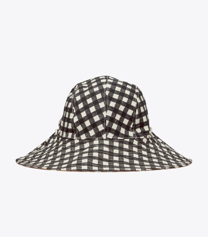 Gingham Çift Taraflı Kova Şapka Gingham Çift Taraflı Kova Şapka