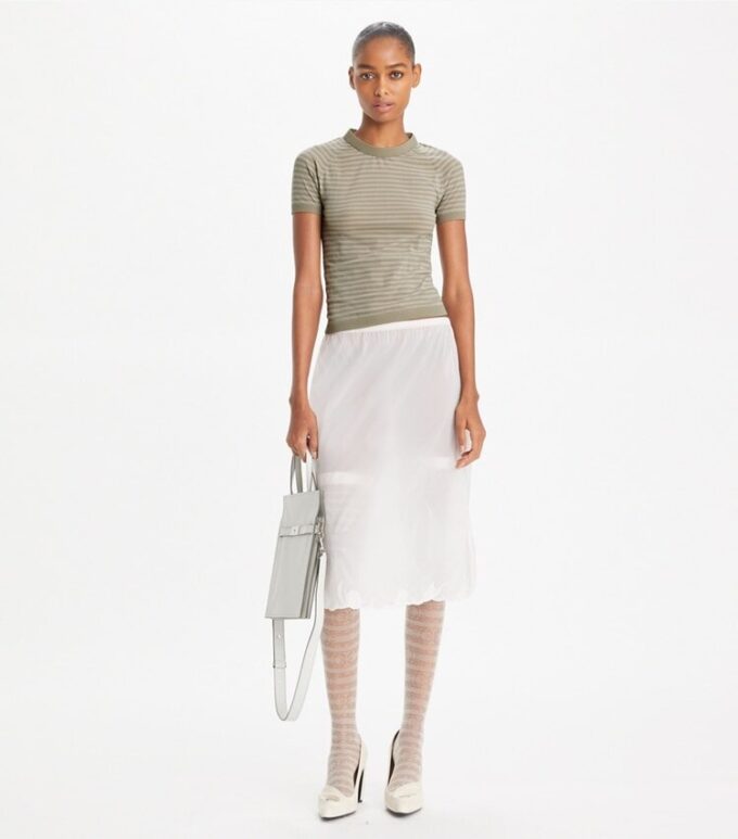 Çizgili Naylon Mockneck