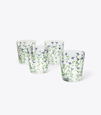 Jolie Fleur Çift Katlı Eski Moda Bardak, 4’lü Set