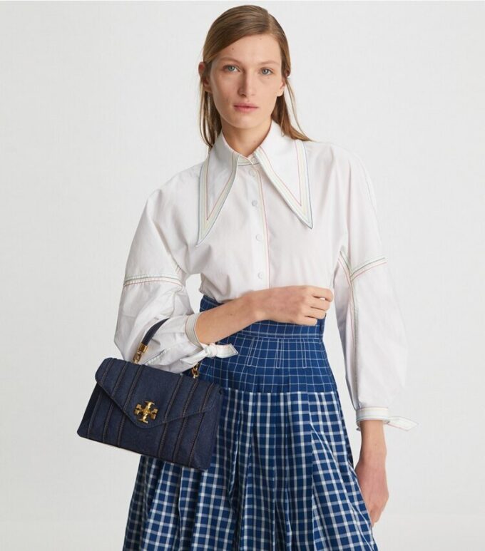 Kira Kapitone Denim Küçük Çanta