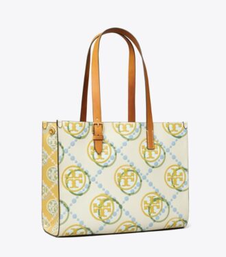 Küçük T Monogram Kontrast Kabartmalı Tote