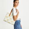 Küçük T Monogram Kontrast Kabartmalı Tote
