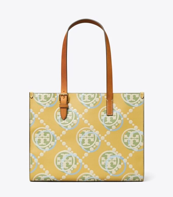 Küçük T Monogram Kontrast Kabartmalı Tote