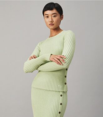 Lurex Çizgili Bisiklet Yaka