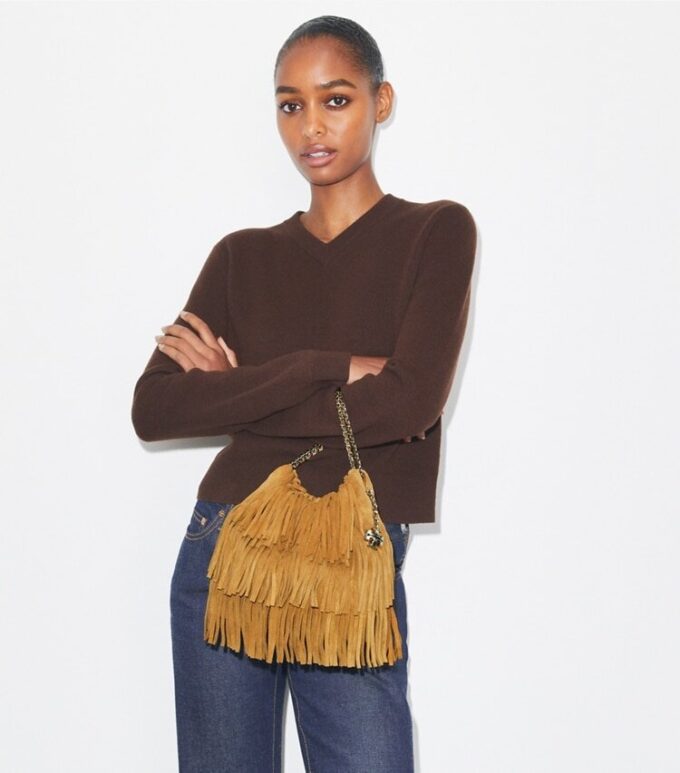 Mini Fleming Süet Fringe Hobo Çanta Mini Fleming Süet Fringe Hobo Çanta