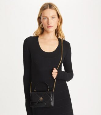 Mini Kira Diamond Quilt Pavé Logo Top-Handle Crossbody Mini Kira Diamond Quilt Pavé Logo Top-Handle Crossbody