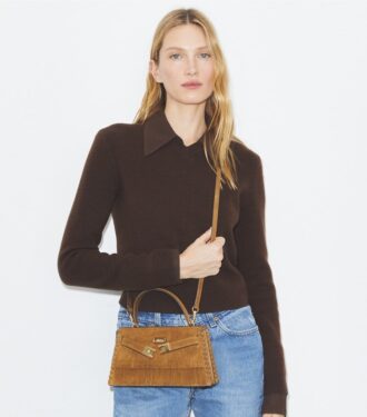 Mini Lee Radziwill Süet Fringe Top-Handle Çanta