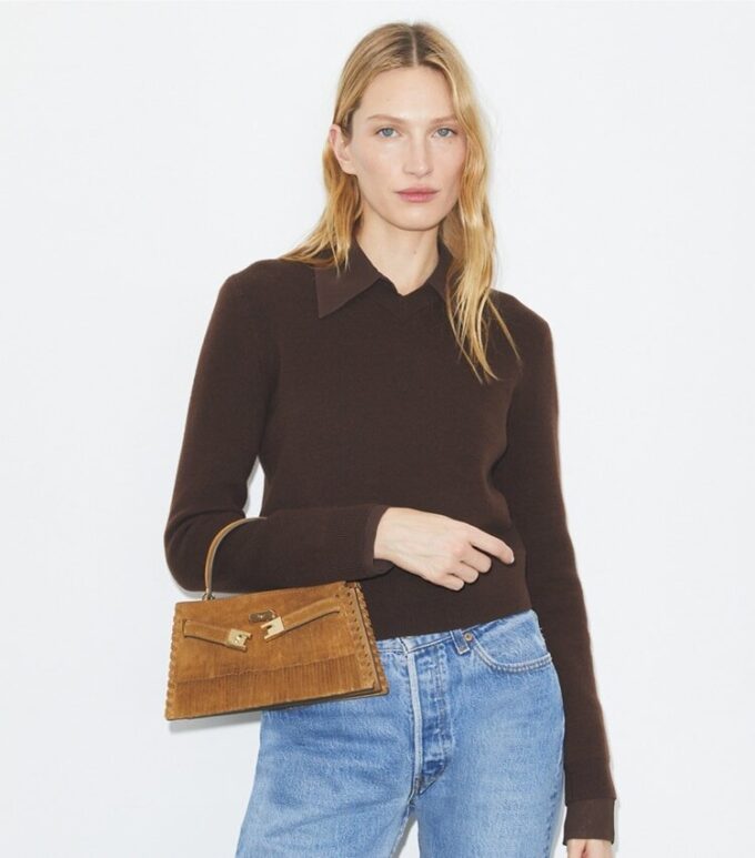 Mini Lee Radziwill Süet Fringe Top-Handle Çanta Mini Lee Radziwill Süet Fringe Top-Handle Çanta