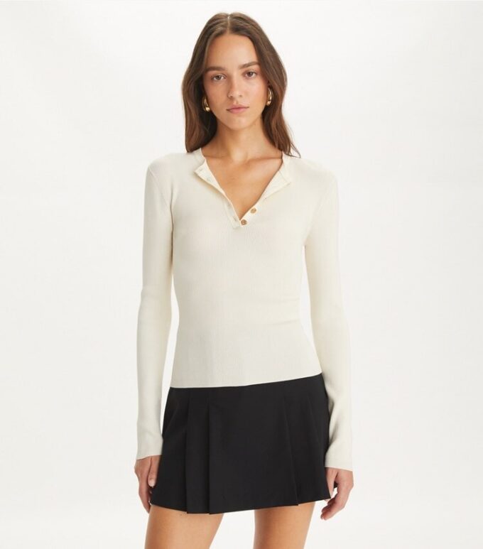 Nakışlı Viskon Henley Nakışlı Viskon Henley