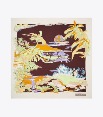 Palm Tree Postcard Büyük Boy İpek Kare Eşarp Palm Tree Postcard Büyük Boy İpek Kare Eşarp