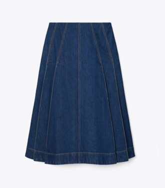 Pileli Denim Etek