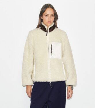 Renk bloklu polar ceket
