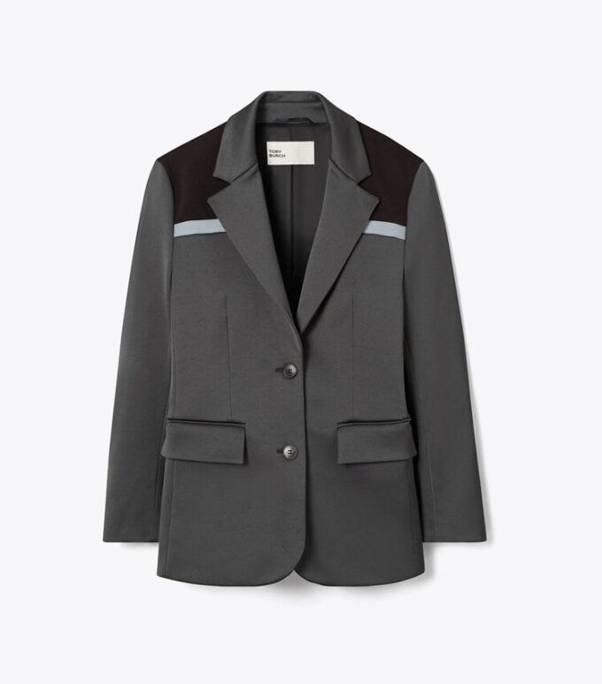 Renk bloklu streç blazer Renk bloklu streç blazer