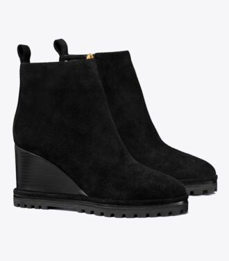 Süet Logo Lug Sole Wedge Boot Süet Logo Lug Sole Wedge Boot