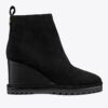 Süet Logo Lug Sole Wedge Boot Süet Logo Lug Sole Wedge Boot